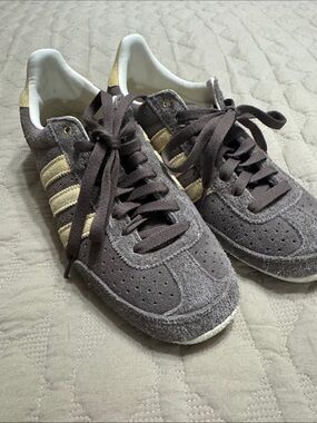 adidas Japan Brown Suede Sneakers with Cream Stripes